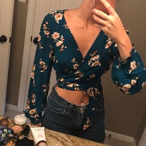 Forever 21 floral wrap top